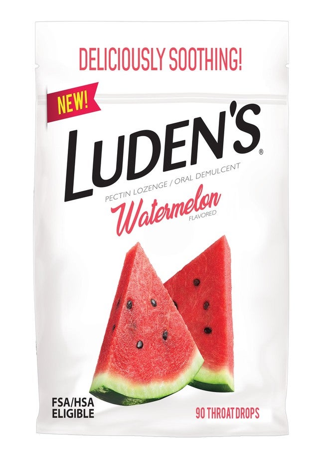 Luden's Sore Throat Drops, for Minor Sore Throat Relief, Watermelon, 90 Count - Image 1
